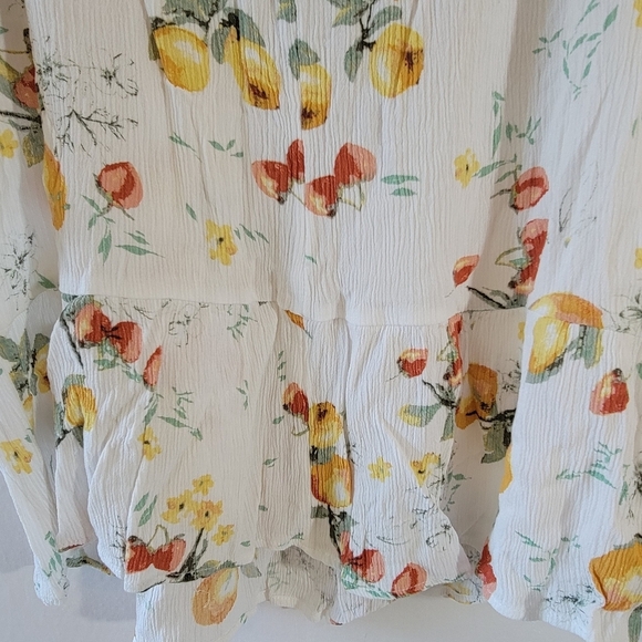 Maurices Womens Y2K Lemon Fruits Off Shoulder Cropped Top Sz M Cottagecore Boho - Picture 8 of 12